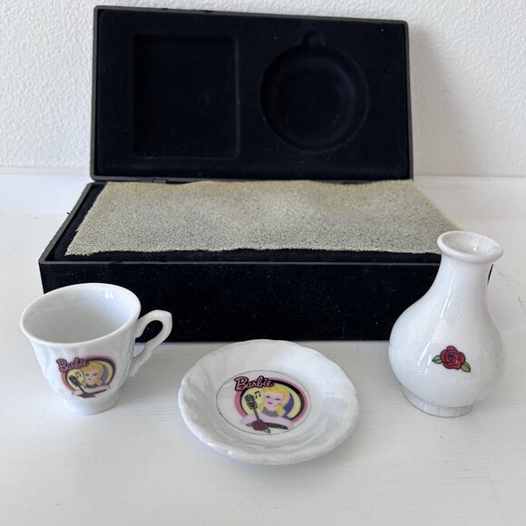 Mattel Barbie Miniture Porcelain Tea Set - Cup, Saucer & Carafe - Picture 1 of 4